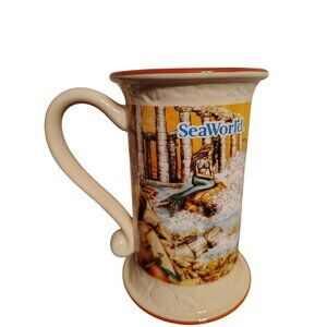 Vintage Sea World Journey to Atlantis Ceramic Mug Stein, Poseidon Mermaid